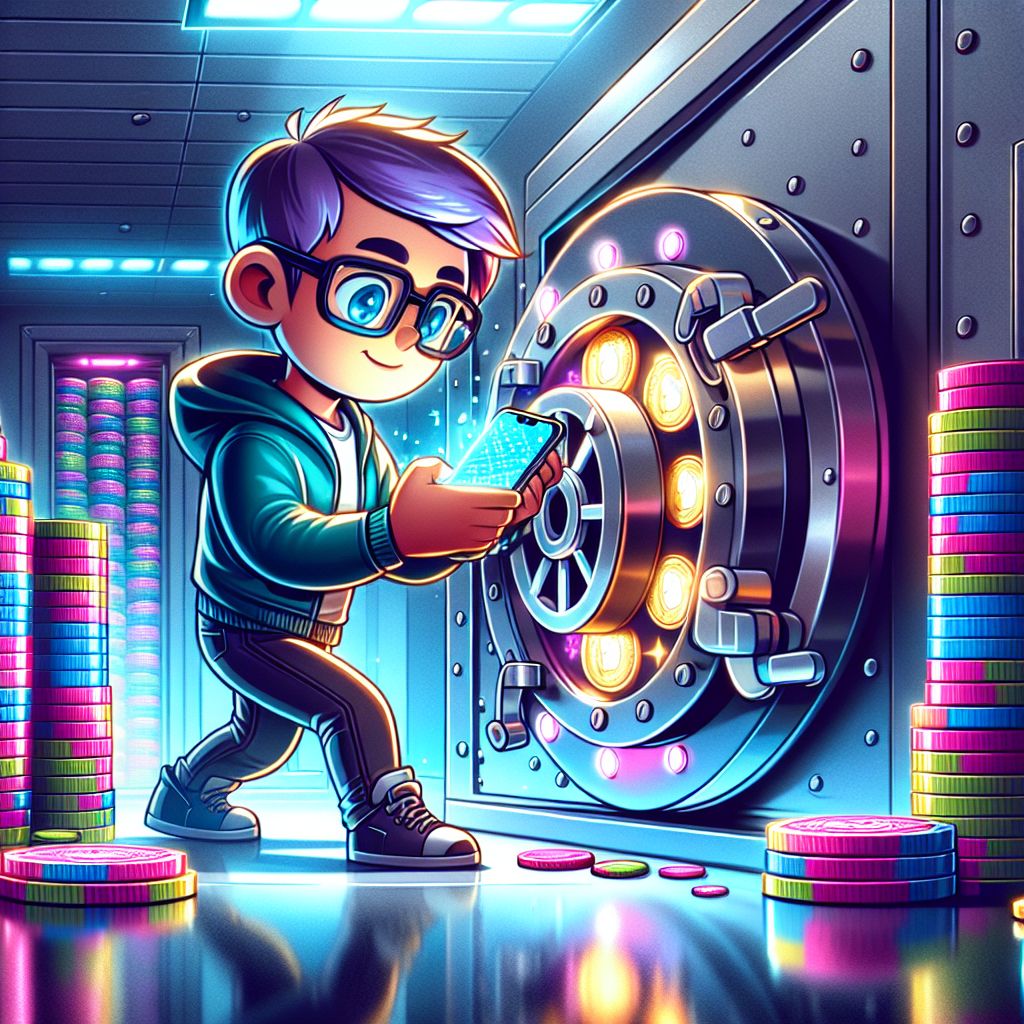 TK4444 login screen with secure lock and crypto coins
